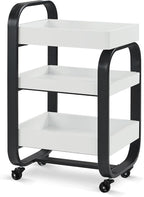 BarberPub Salon Storage Trolley with Shelves, Beauty SPA Rolling Cart with Lockable Wheels, 3-Tier Stylist Tool Organizer, Barber Mobile Station Equipment 2085 (Black&White)
