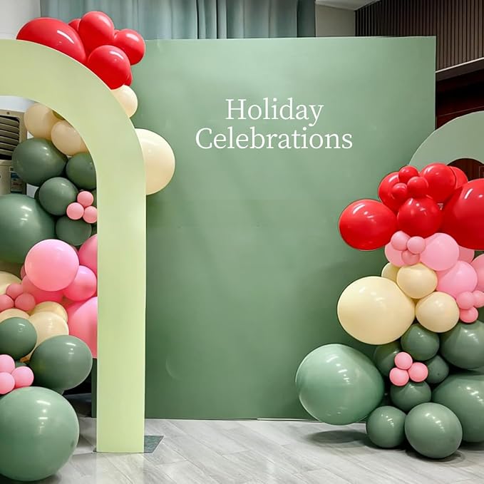 Sage Green Pink Red Balloon Arch Garland Kit - Image 4