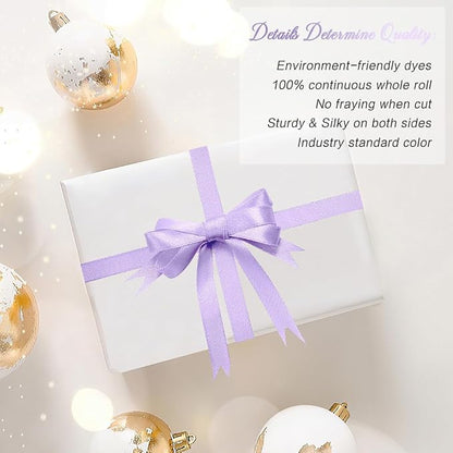 Purple Ribbon for Gift Wrapping Light Purple Lavender Purple Ribbon Satin 3/8 - Image 4