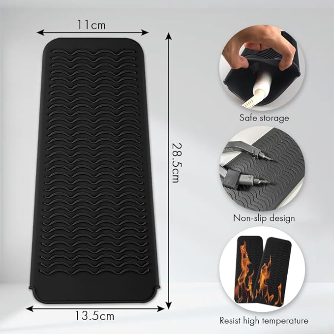 Anti-Slip Heat Resistant Mat for Hair Straightener Hair Curling Iron Pouch Portable Silicone Pad for Hair Waving Iron Hair Dryer Hair Styling Salon Tool