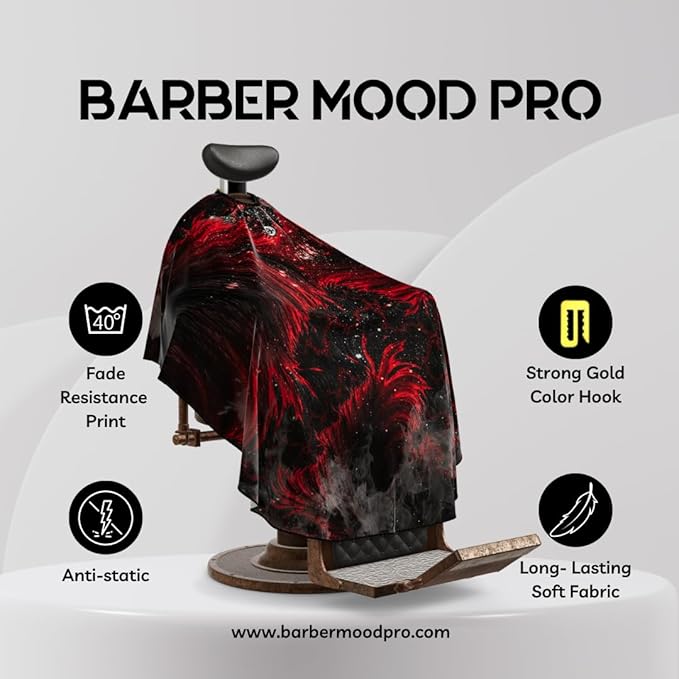 Professional Barber Cape - Hair Cutting Cape with Adjustable Neck Closure, Salon Quality Styling Cape for Hairdressers and Barbers - Red