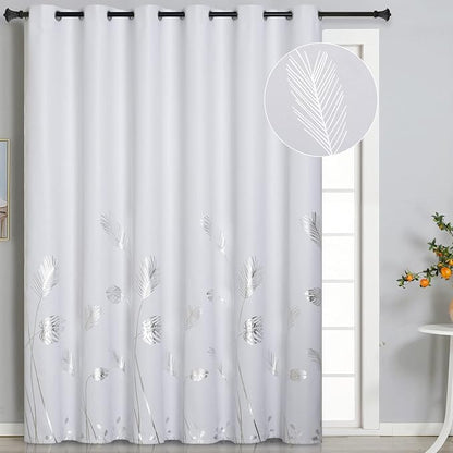 Greyish White Window Curtain for Sliding Door 80W x 84L Inch Long Room by ESTELARTEXTILER