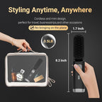 Cordless Hair Straightener Brush Portable on The go Comb for Travel 30s Fast Heating USB Rechargeable Dual Power Supply LCD Display with Pouch (Black)