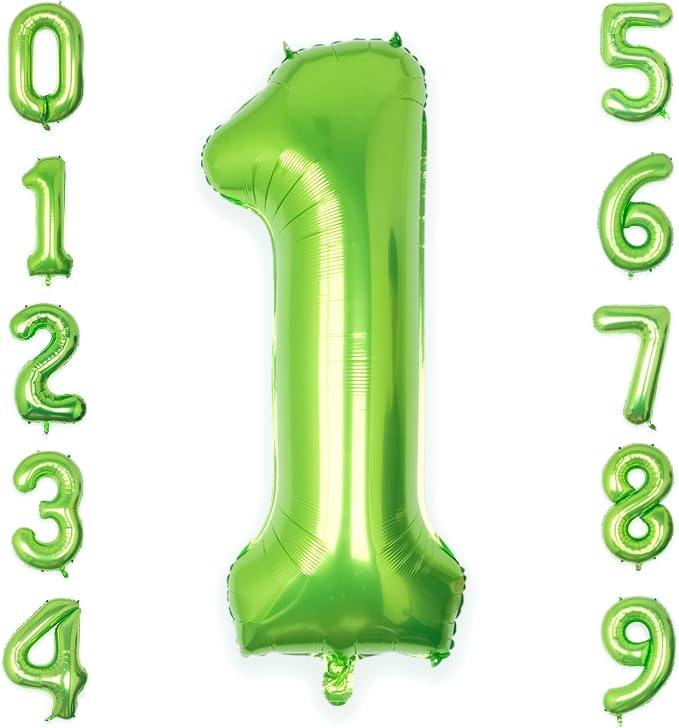 40 Inch Green Number 1 Balloon Lime Big Large Helium Number 0-9 | Giant Digital by SULALABOO