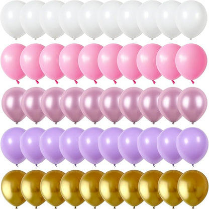 Balloons Purple Pink White Gold Balloon 60pcs 12inch Pastel Purple Pink Latex - Image 6