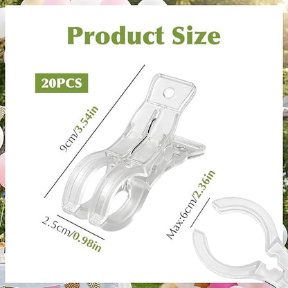 20 Pack Large Windproof Spring Clamps, 3.5 Inch Clear Plastic Clips - Image 2