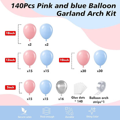 140Pcs Gender Reveal Balloon Garland Arch Kit - Image 2