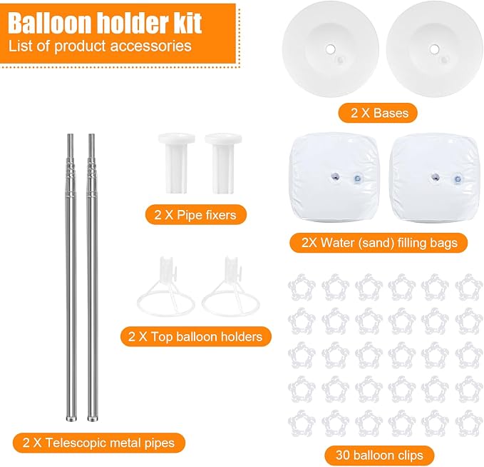 Balloon Column Stand Set of 2, 6.6ft Balloon Arch Stand Adjustable Balloon - Image 2
