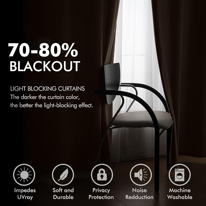 MIULEE Velvet Curtains Brown 52 x 108 Inch Length Set of 2 | Extra Long Grommet - Image 5