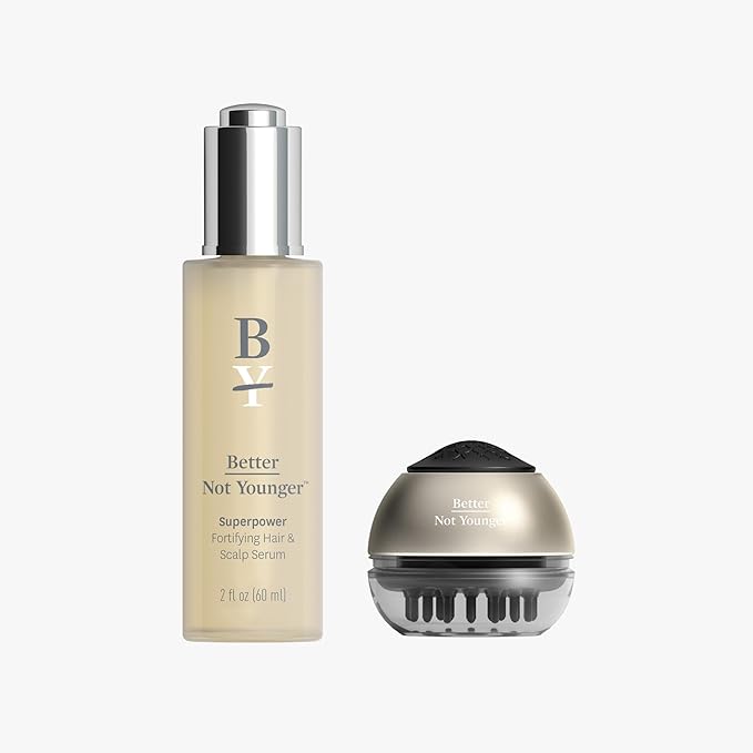 Better Not Younger Superpower Serum & Liquid Comb Bundle – Hair Growth Serum with Scalp Massaging Applicator for Thinning, Aging Hair – Fuller, Stronger Hair for Women Over 40