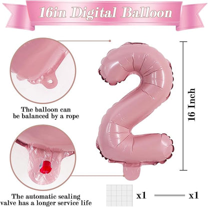 TONIFUL Number Balloon 16 Inch 10 Pcs Pink 0-9 Birthday Number Balloons | Small - Image 2