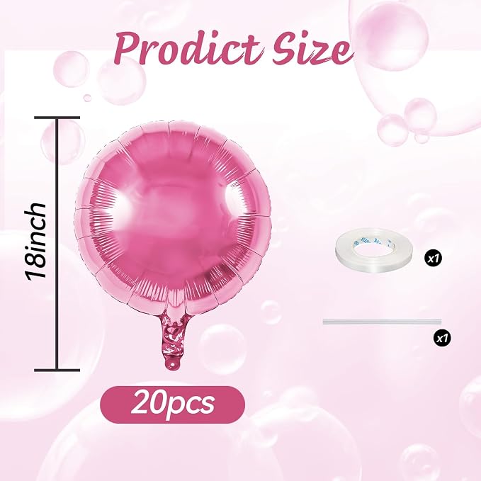 20PCS 18 Inch Round Foil Balloon, Light Pink Round Shape Foil Aluminum Balloons - Image 2