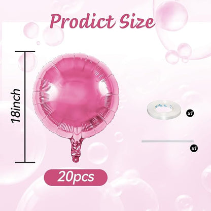 20PCS 18 Inch Round Foil Balloon, Light Pink Round Shape Foil Aluminum Balloons - Image 2