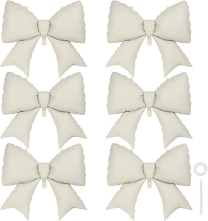 6 Pcs Beige Bow Balloons for Girls, 38 Inch Bow Foil Balloons, Bows Gender by YOTHORN