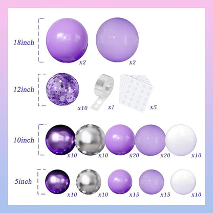 Purple Balloons Garland Arch Kit, Party | Lavender Pastel Purple Metallic - Image 2