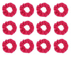 12pcs Cotton Hair Scrunchies Single Jersey Solid Color Ponytail Holders Elastic Hair Ties for Women Accessories (Hot Pink)