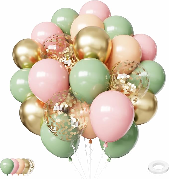 Pink and Green Balloons by Mobacurty