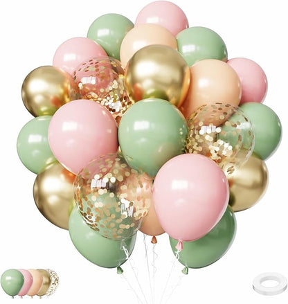 Pink and Green Balloons by Mobacurty