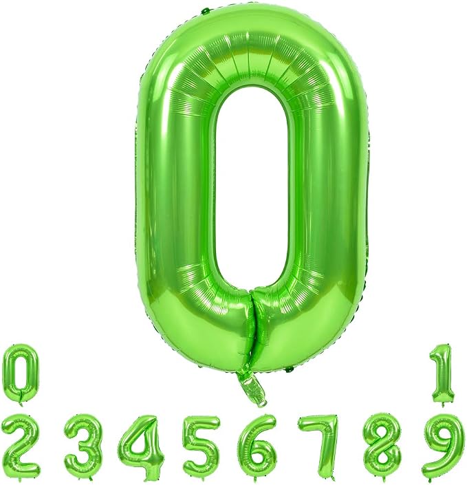 TONIFUL 40 Inch Green Number 0 Balloons Large Foil 2027 Grad New Year Decor | by TONIFUL