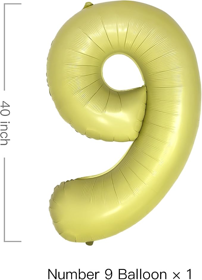 Pastel Yellow Number 9 Balloon 40 Inch Light Yellow Foil Number Balloons 9th - Image 2