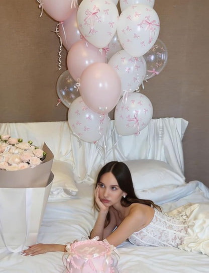 Pink Bow Balloons, Pastel Pink Balloons, Coquette Party Decorations - Image 8