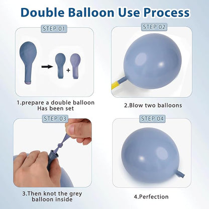 Dusty Blue White Balloons Arch Kit Double Stuffed, Party Decor | Slate - Image 4