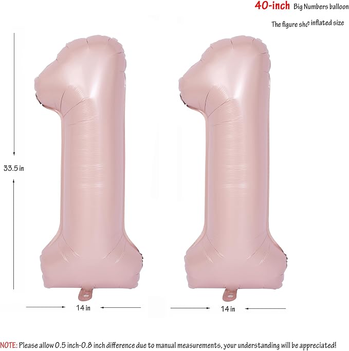 40 In Matte Pink Number Balloons Helium Foil Mylar Balloon Party Digital 11 | - Image 2