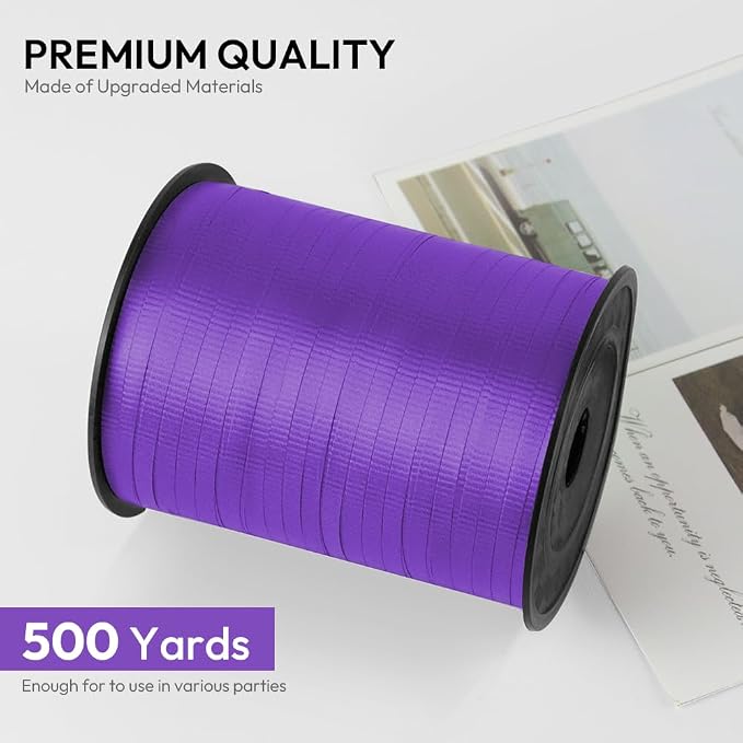 Purple Crimped Curling Ribbon, 1/5" Wide x 500 Yards Christmas Curling Ribbons - Image 2