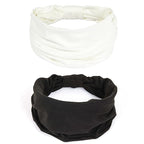 GiLi 2 Pack Wide Headbands for Women Boho African Knotted Non Slip Fashion Hair Bands Yoga Running Sports Workout Gym Head Wraps Elastic Soft Cotton Cloth Turbans Bandana for Girls (White,Black)