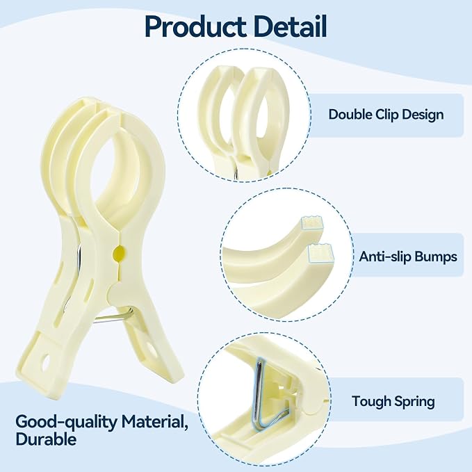 EMART 10 Pack Balloon Arch Clips Plastic Beige Large Towel Clips 3.5 Inch Heavy - Image 6