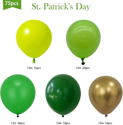 75pcs Green Balloons Dark Green and Metallic Gold Balloon Kit, 12Inch Different - Image 2