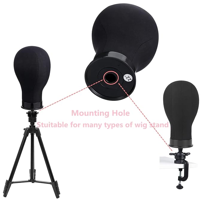 Wig Head 22Inch Canvas Block Head Wig Stand with Mannequin Head for Making Wigs Display Styling