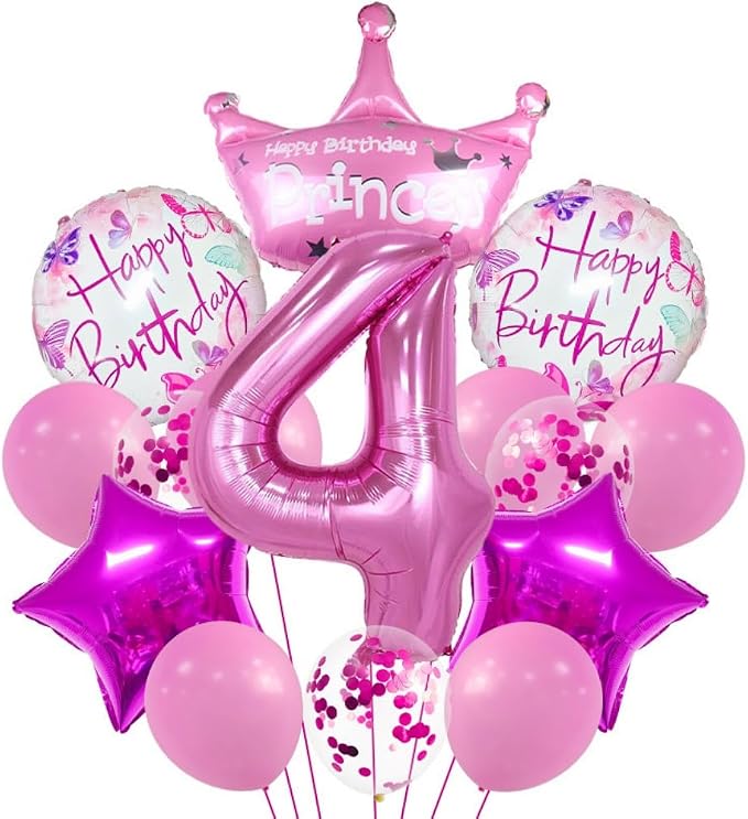 32 inch Pink Number 4 Balloons，4th Large Foil Balloons Pink Decorations by Unknown