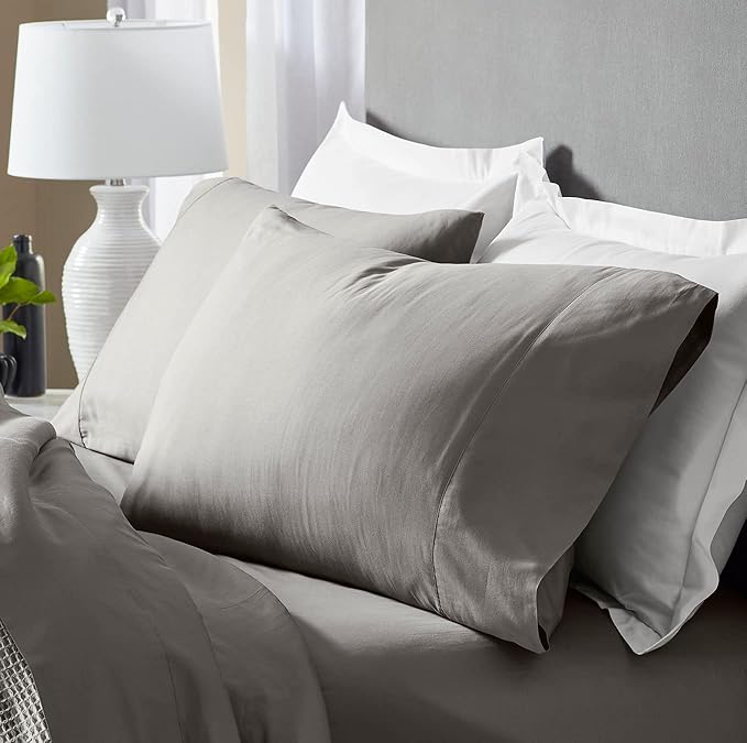Boll & Branch Signature Hemmed Pillowcase Set - King, Stone - Luxury 100% Organic Cotton - Buttery Soft and Breathable - Softer with Every Wash - 2 Pillowcases Included