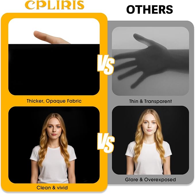 CPLIRIS 10x20ft Black Backdrop for Photography, Dual-Size Dual-Pocket Design - Image 5