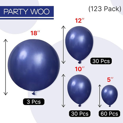 PartyWoo Navy Blue Balloons 123 pcs Pearl Navy Balloons Different Sizes Pack of - Image 7
