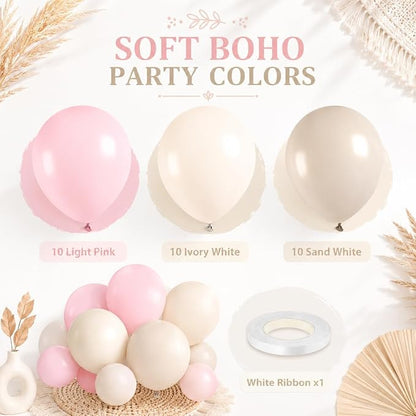 Dusty Pink Balloons, 12 Inch Pastel Baby Light Pink and White Sand Ivory Nude - Image 2