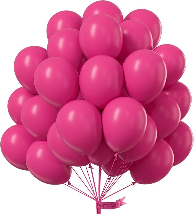 PartyWoo Hot Pink Balloons 50pcs Magenta Fuchsia Color 12 Inch | Balloons by PartyWoo