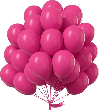 PartyWoo Hot Pink Balloons 50pcs Magenta Fuchsia Color 12 Inch | Balloons by PartyWoo
