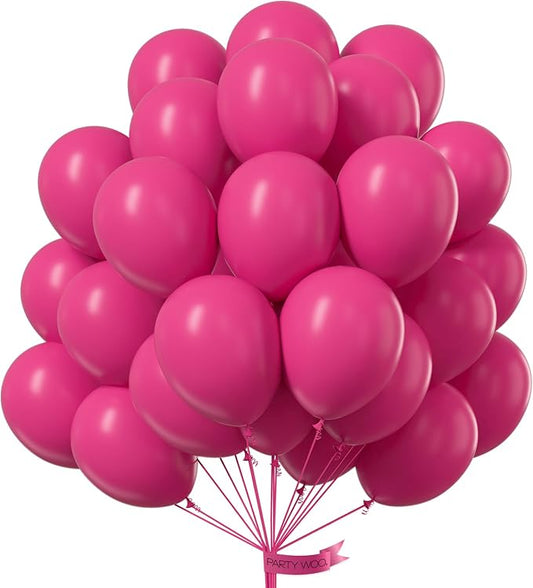 PartyWoo Hot Pink Balloons 50pcs Magenta Fuchsia Color 12 Inch | Balloons by PartyWoo