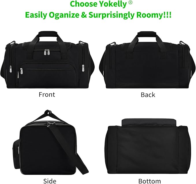Gym Bag 22 inch Sport Duffle Bag for Men - 55L Weekender Duffel Bag for Travel 22“×12”×13“ - Black