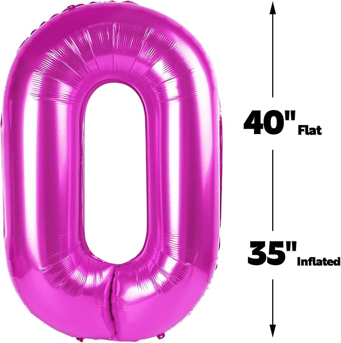Rosy Purple Number 0 Balloon 40 inch, 0th Birthday Party Balloons Decoration | - Image 3