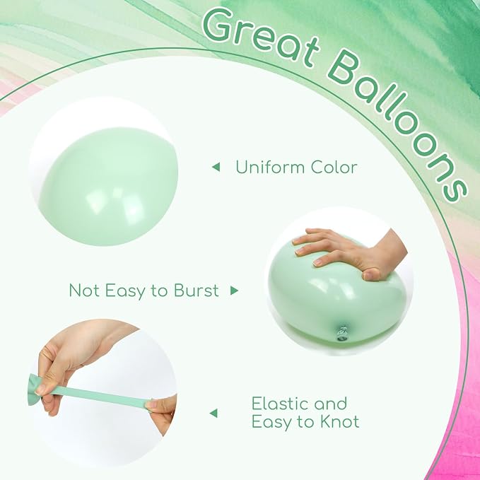 60pcs 12inch Pink and Green Balloons - Image 3