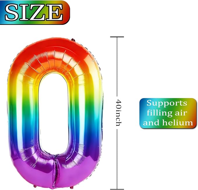 40 Inch Number 91 Balloons for 91st Birthday Party Decorations, 0-100 Rainbow - Image 4