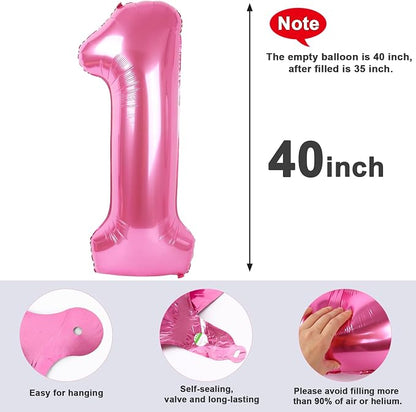1 Balloon Numbers Birthday Decorations, 40In Pink Balloons - Image 5
