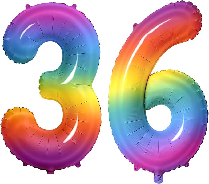 Number 36 Balloons for 36th Birthday Party Decorations, 0-100 Large No.36 by Joycard
