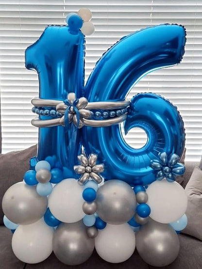 Number 16 Balloons 40 Inch for 16 61 Birthday Party Decorations, Dark Blue | - Image 3