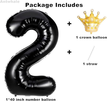 40 Inch Black Number Foil Balloons - Image 2