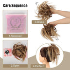 HMD Tousled Updo Messy Bun Hairpiece Hair Extension Ponytail with Elastic Rubber Band Updo Ponytail Hairpiece Synthetic Hair Extensions Scrunchies Ponytail Hairpieces for Women