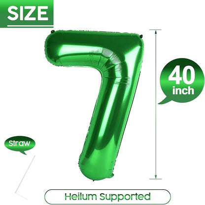7 Balloon - Green Birthday Number Balloons, 40 Inch Decorations Men Women | - Image 5